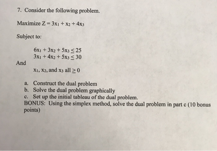 Solved 7. Consider the following problem. Maximize Z= 3x1 + | Chegg.com