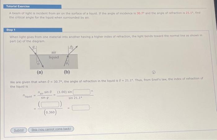 Solved A beam of light is incident from air on the surface | Chegg.com