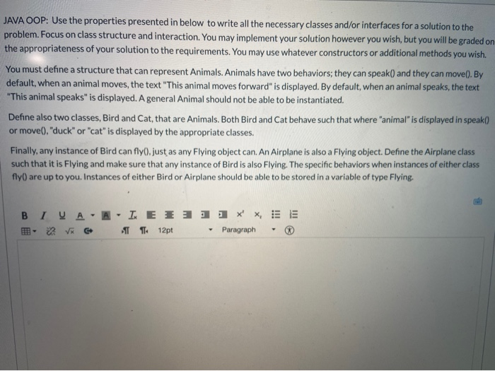 Solved JAVA OOP: Use the properties presented in below to | Chegg.com