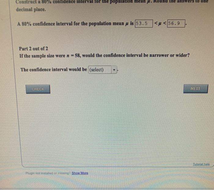 Construct a 80% confidence interval for the | Chegg.com