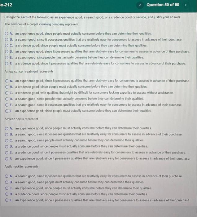 Solved Categorize each of the following as an experience | Chegg.com