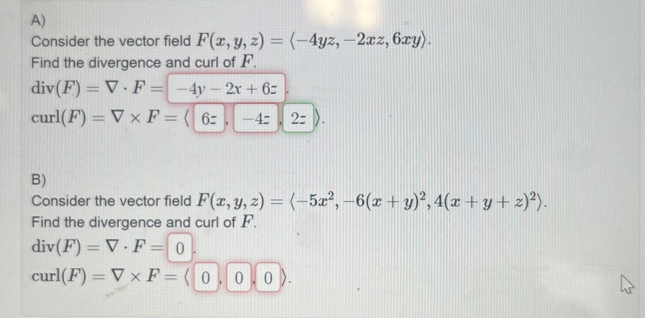 Solved A)Consider the vector field | Chegg.com