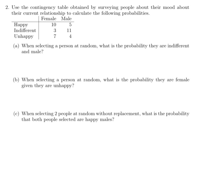 Solved Happy 2. Use the contingency table obtained by | Chegg.com