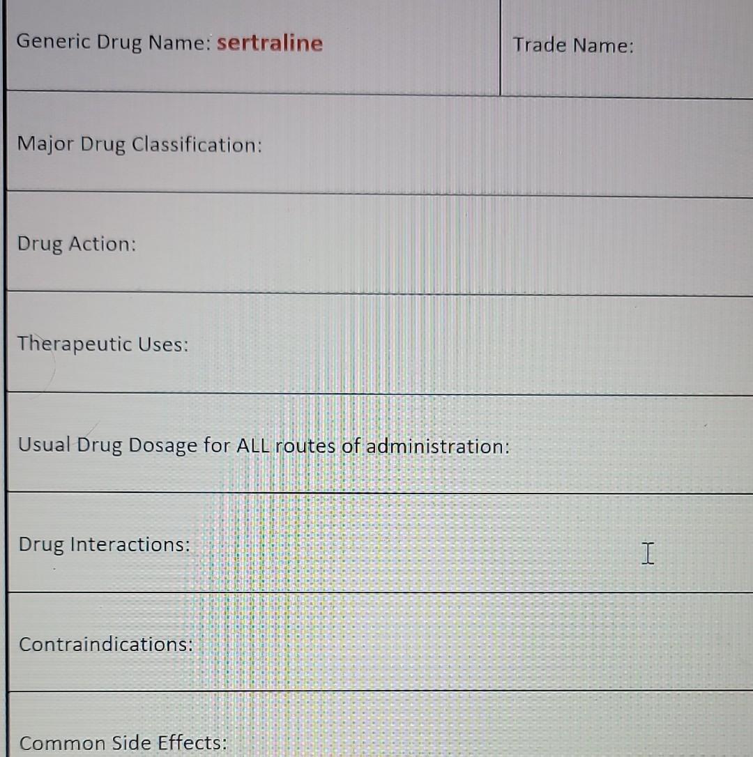 Sertraline Trade
