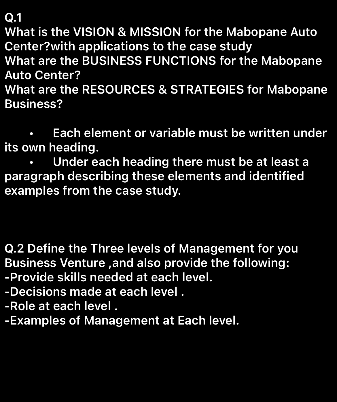 Solved Q. 1What is the VISION & MISSION for the Mabopane | Chegg.com