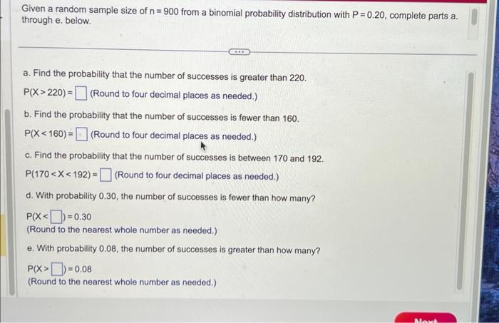 Solved Given a random sample size of n=900 from a binomial | Chegg.com