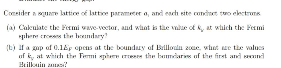 Consider A Square Lattice Of Lattice Parameter A, And | Chegg.com