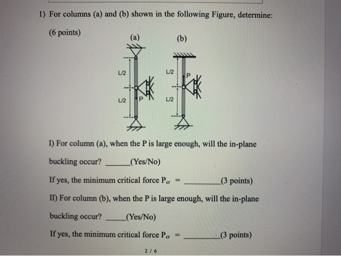 Solved 1) For Columns (a) And (b) Shown In The Following | Chegg.com