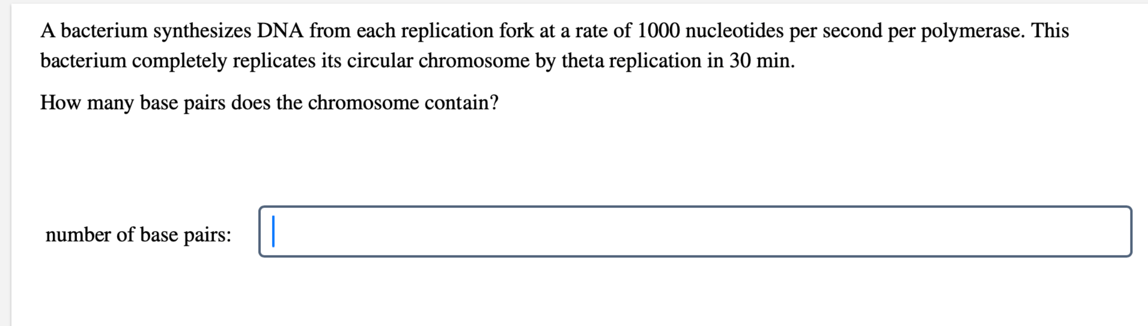 Solved A bacterium synthesizes DNA from each replication | Chegg.com 