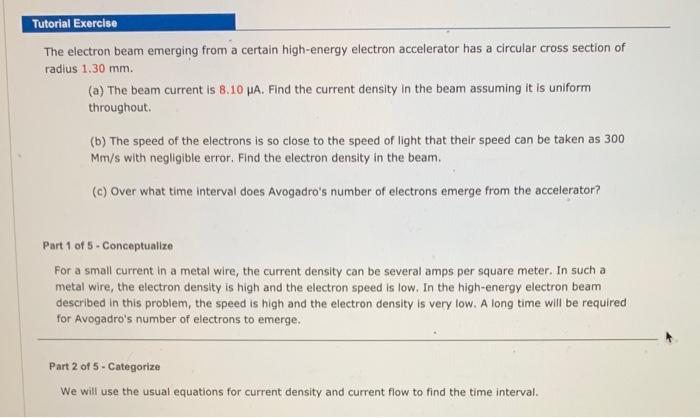 Solved Tutorial Exercise The electron beam emerging from a | Chegg.com