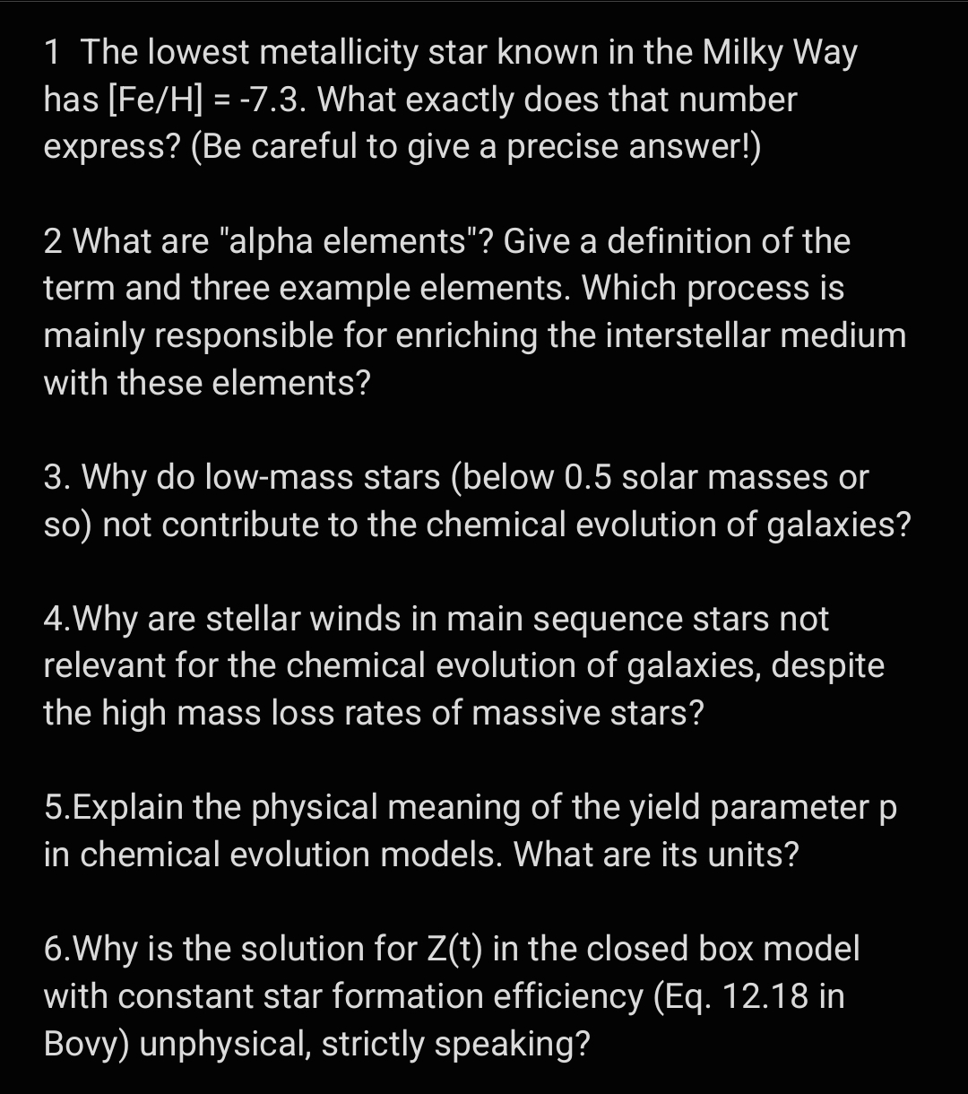 Solved 1 ﻿The lowest metallicity star known in the Milky Way | Chegg.com