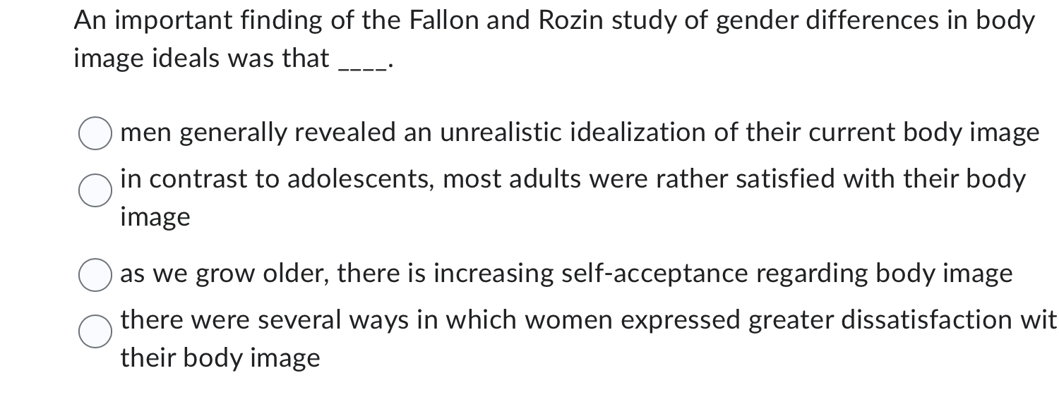 Solved An important finding of the Fallon and Rozin study of | Chegg.com