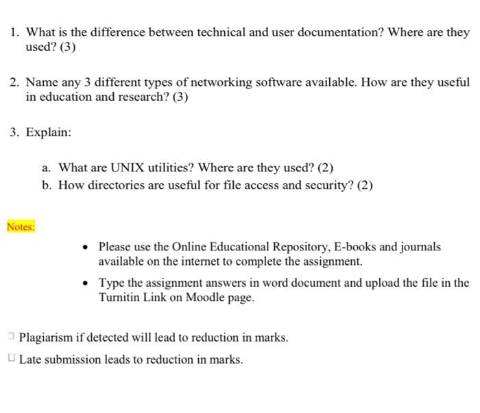 Solved 1. What is the difference between technical and user | Chegg.com