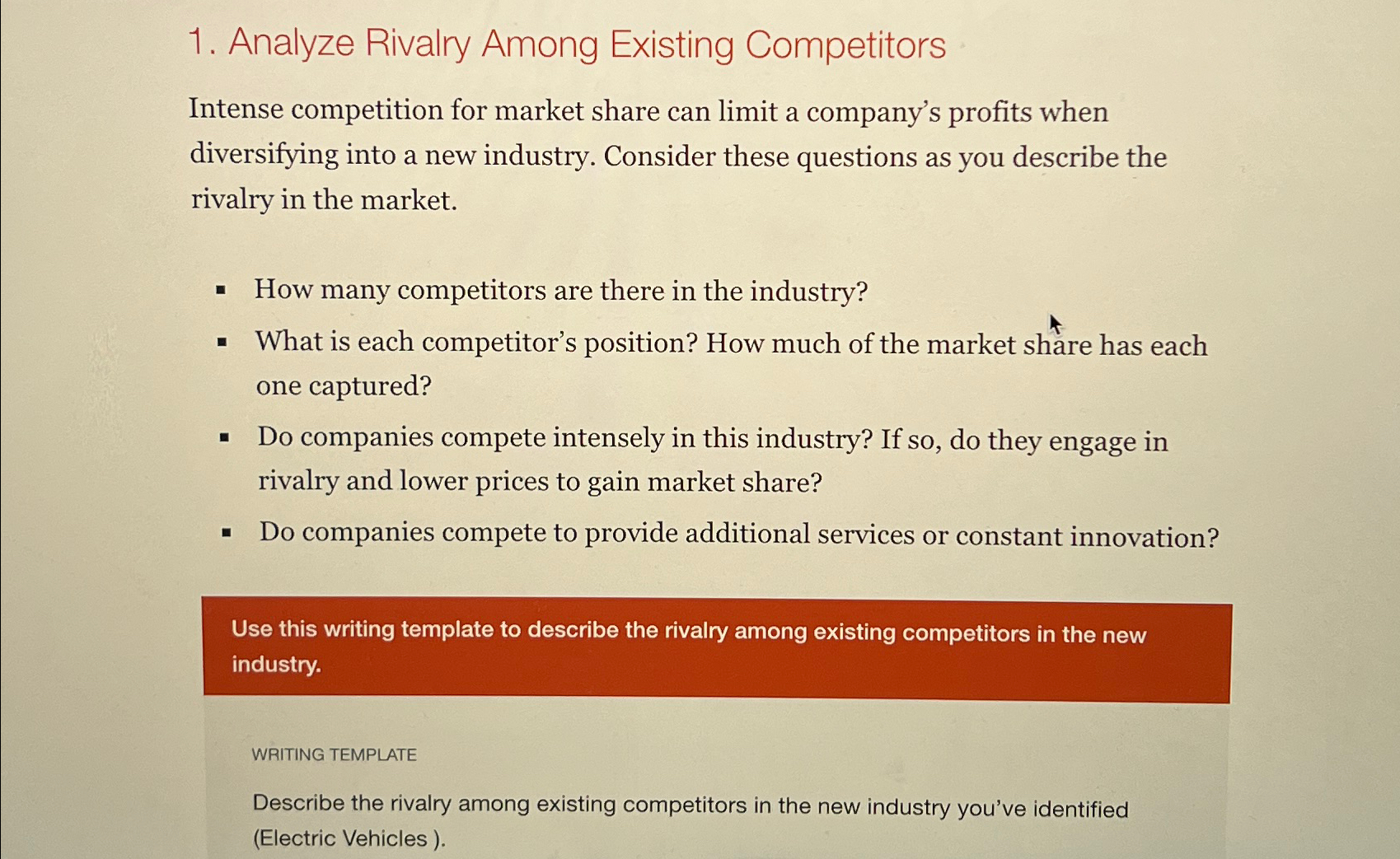 Solved Analyze Rivalry Among Existing CompetitorsIntense Chegg