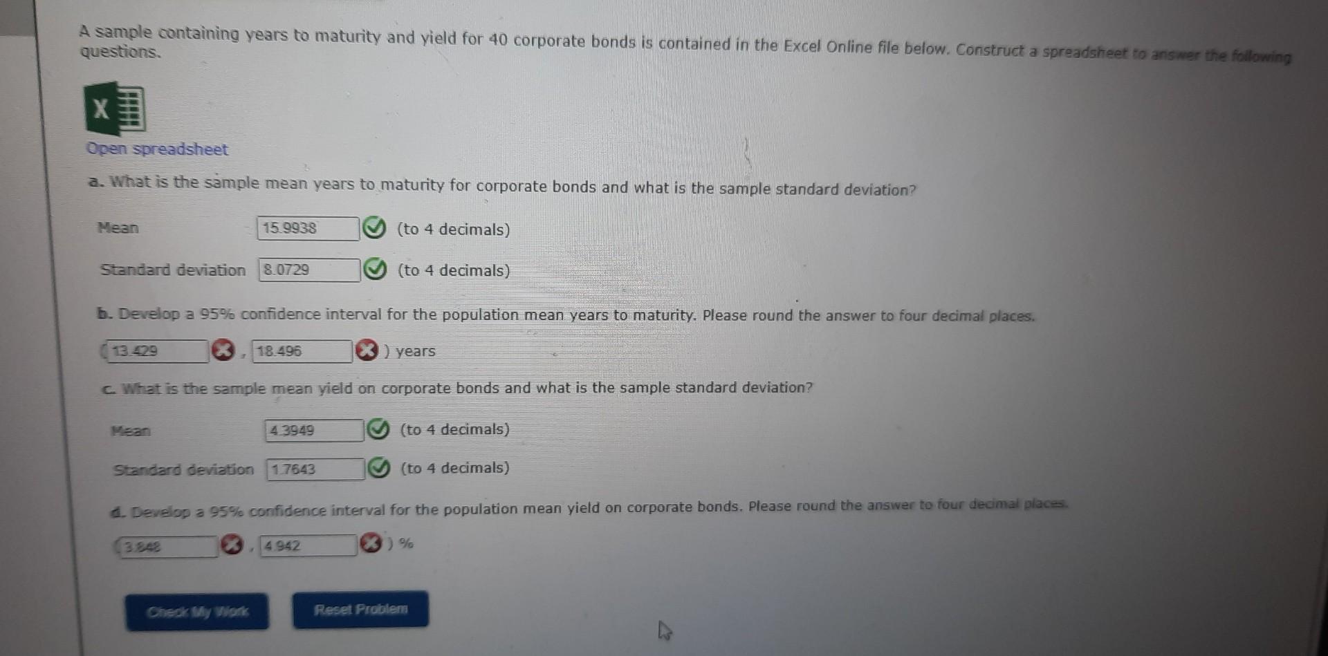 Solved A sample containing years to maturity and yield for | Chegg.com