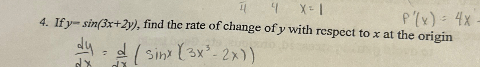 Solved If y=sin(3x+2y), ﻿find the rate of change of y ﻿with | Chegg.com