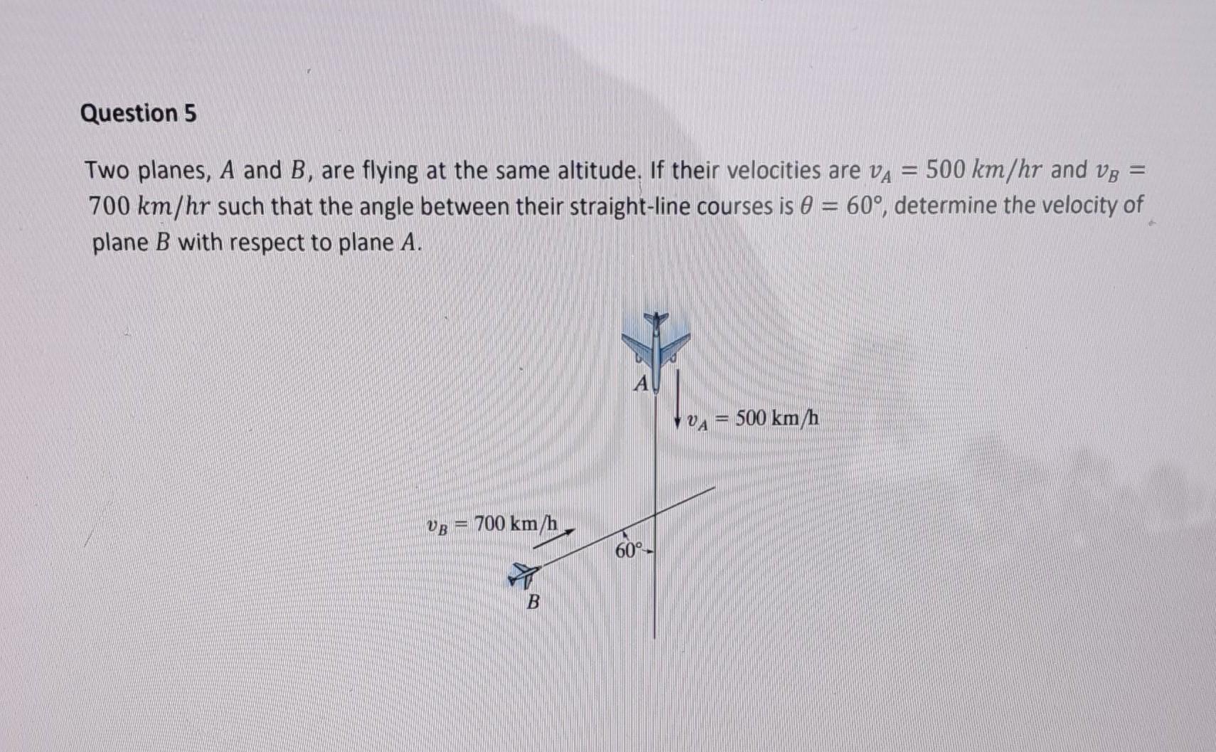 Solved Two Planes, A And B, Are Flying At The Same Altitude. | Chegg.com