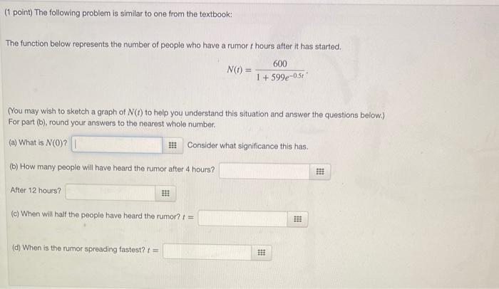 Solved (1 point) The following problem is similar to one | Chegg.com