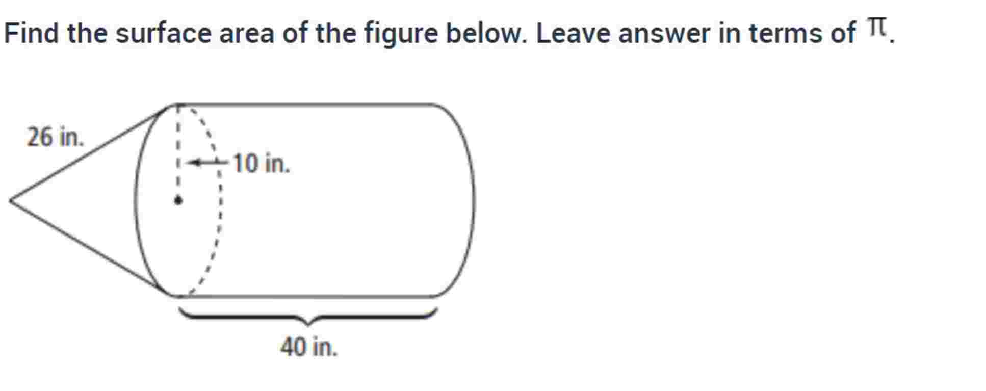 Solved Find the surface area of the figure below. Leave | Chegg.com