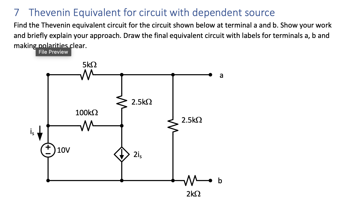 Solved 7 ﻿Thevenin Equivalent for circuit with dependent | Chegg.com
