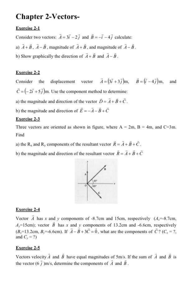 Solved Chapter 2 Vectors Exercise 2 1 Consider Two Vecto Chegg Com
