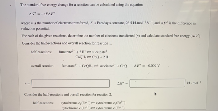 Solved The standard free energy change for a reaction can be | Chegg.com