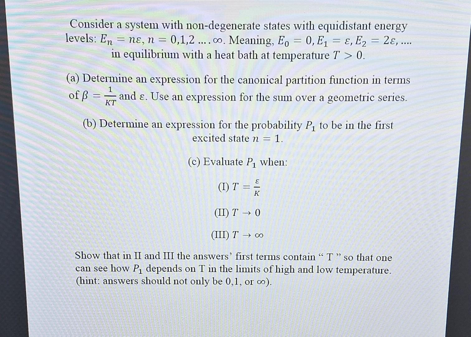 Solved Consider a system with non-degenerate states with | Chegg.com