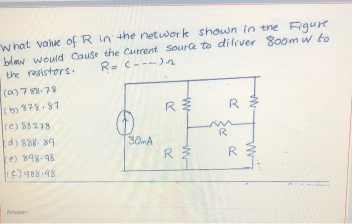 Solved What value of R in the network shown in the Figure | Chegg.com