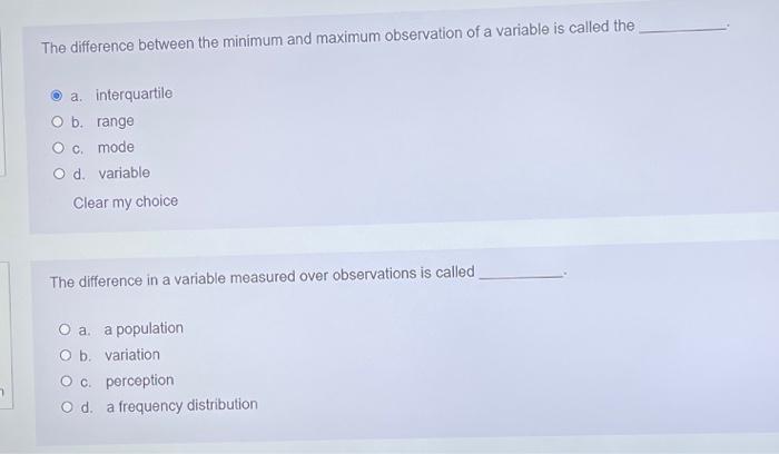 Solved The difference between the minimum and maximum | Chegg.com