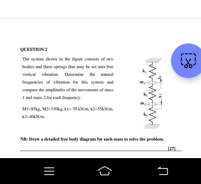 Solved QUESTION 2 The system shown in the figure consists of | Chegg.com