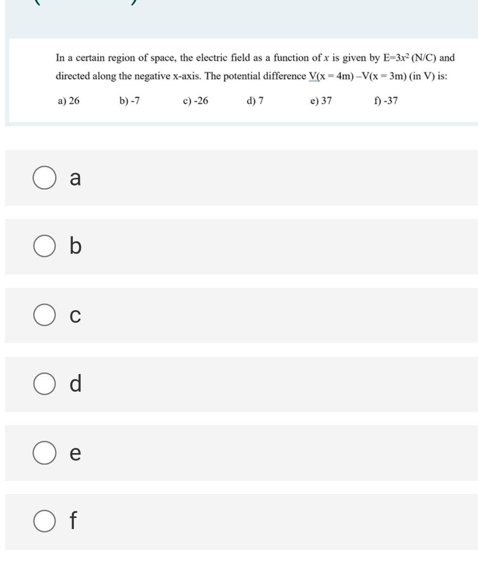 Solved In a certain region of space, the electric field as a | Chegg.com