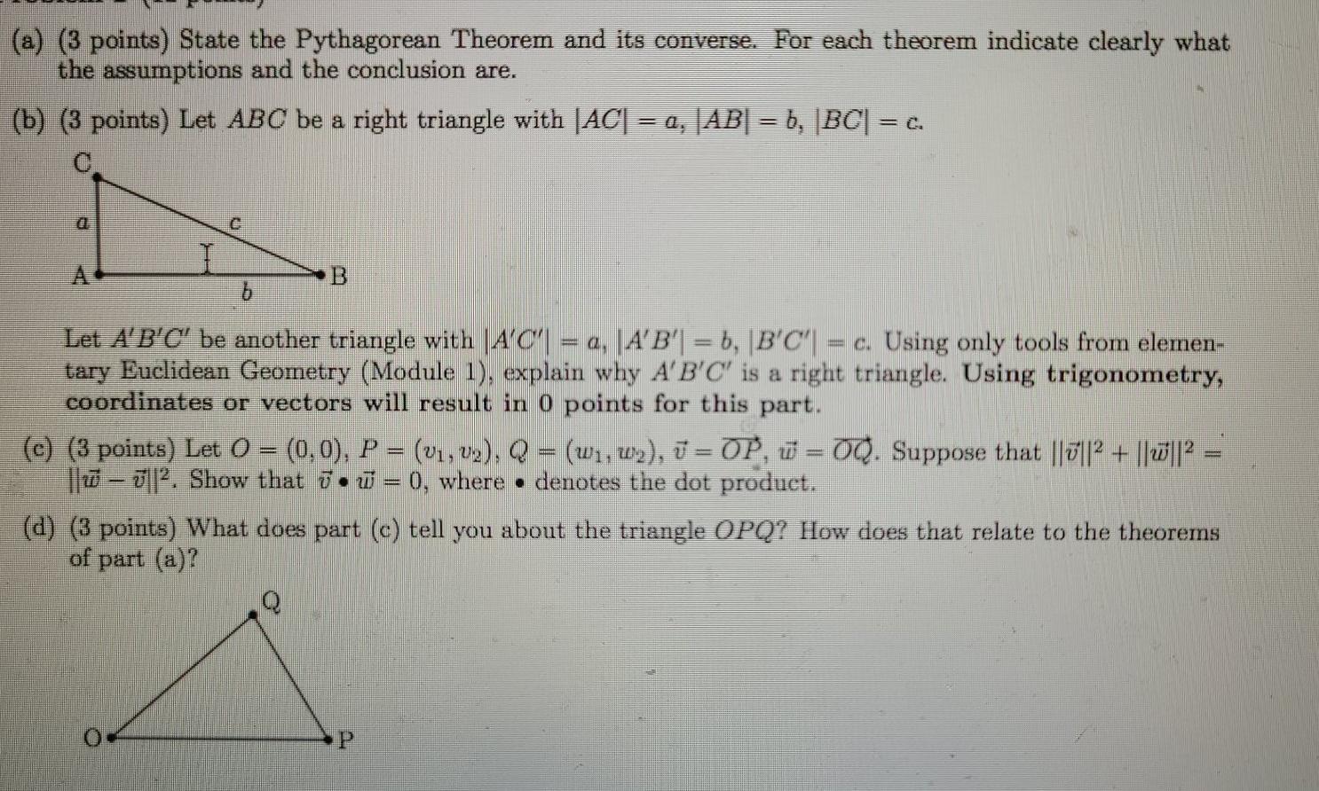 The pythagorean theorem and its outlet converse