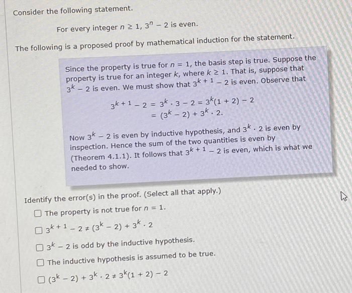 Solved Consider The Following Statement. For Every Integer | Chegg.com