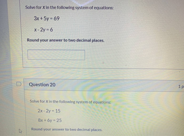 Solved Solve for X in the following system of equations: 3x | Chegg.com