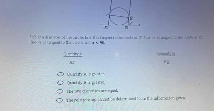 Solved PQ is a diameter of the circle, line ε is tangent to | Chegg.com