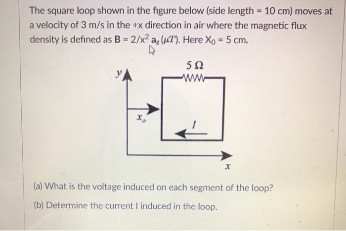 Solved The square loop shown in the figure below (side | Chegg.com