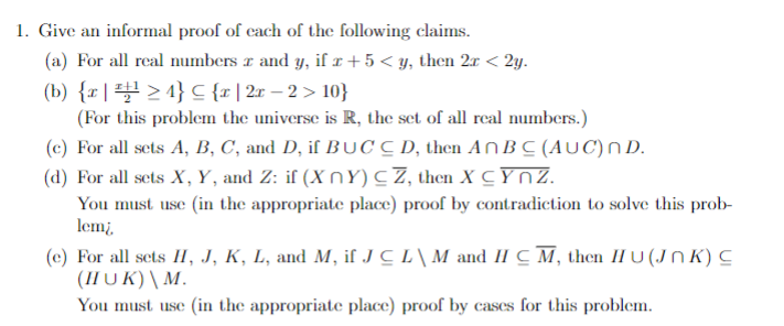 Solved Give an informal proof of each of the following | Chegg.com