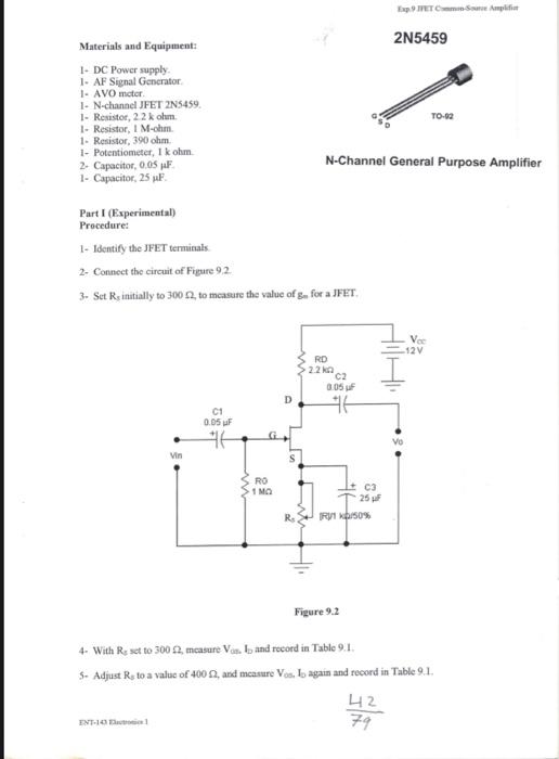 HASTA Experiment No. (9) JFET CommonSource Amplifier