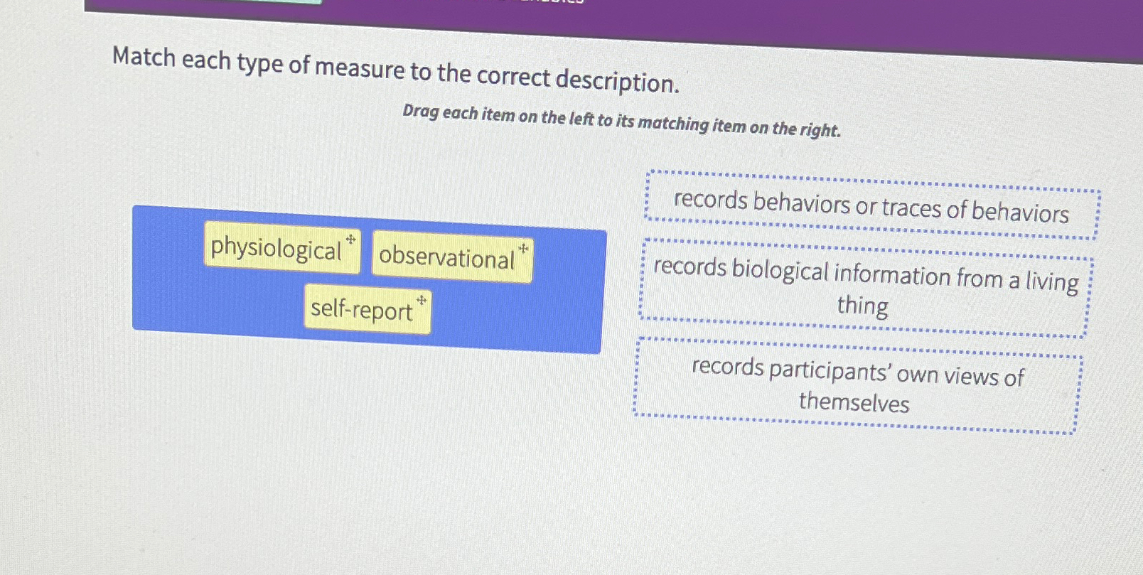 Solved Match each type of measure to the correct | Chegg.com