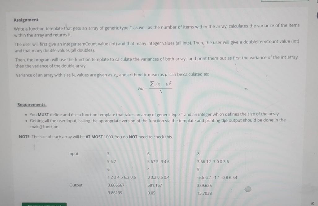 Solved Assignment Write a function template that gets an | Chegg.com