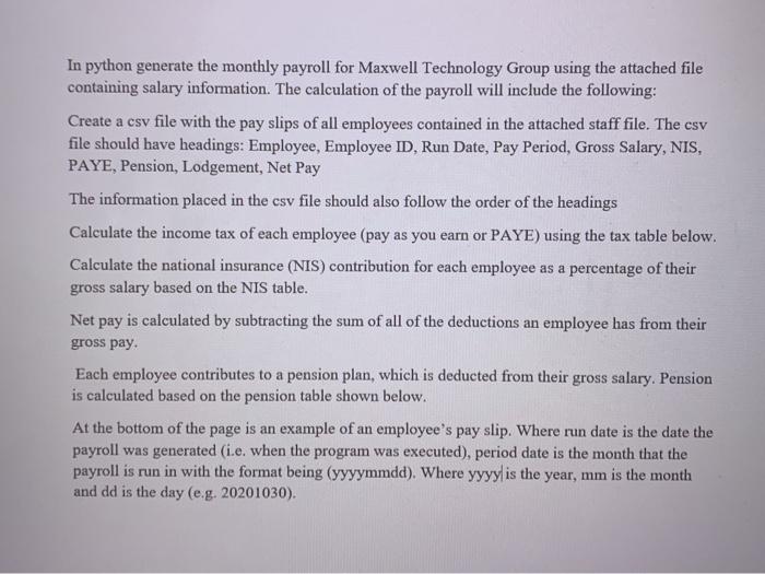 Solved In python generate the monthly payroll for Maxwell | Chegg.com