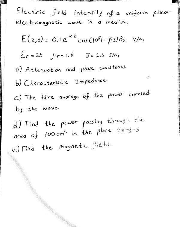 Solved Electric field intensity of a uniform plonor | Chegg.com