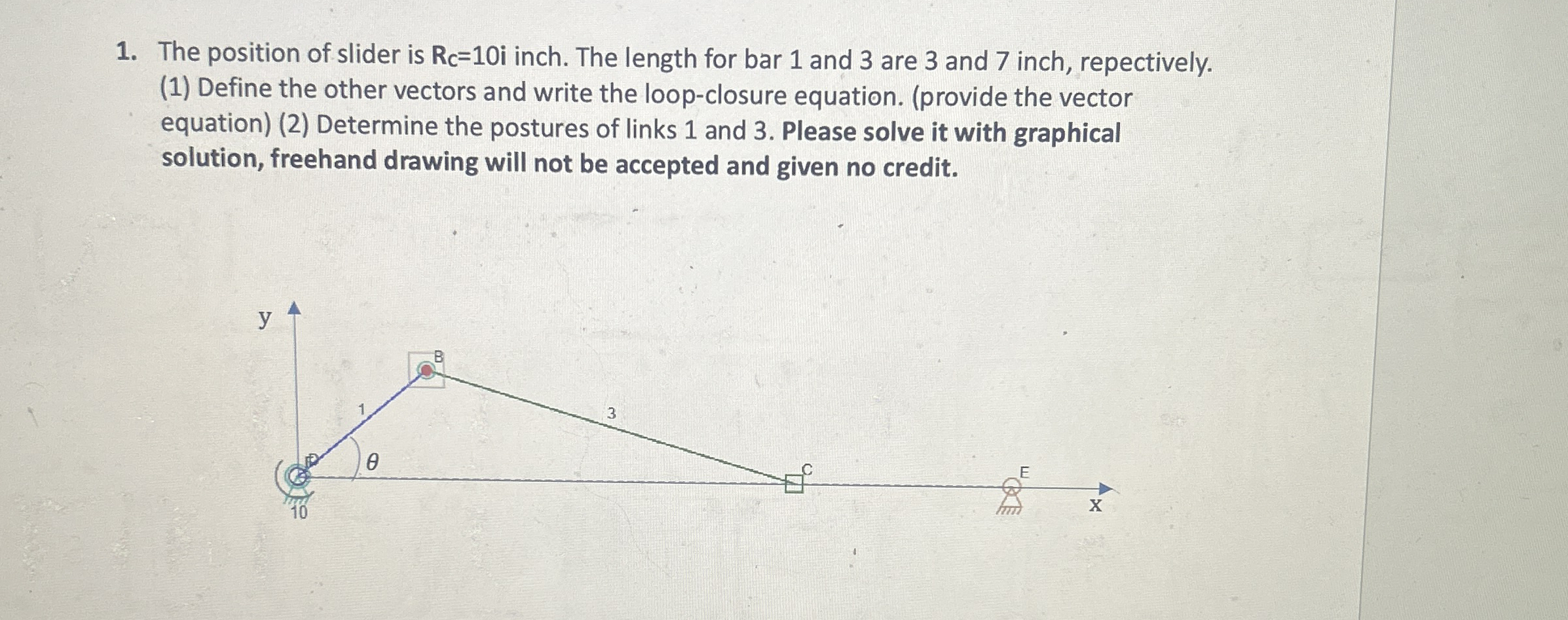 Solved The position of slider is Rc=10i inch. The length for