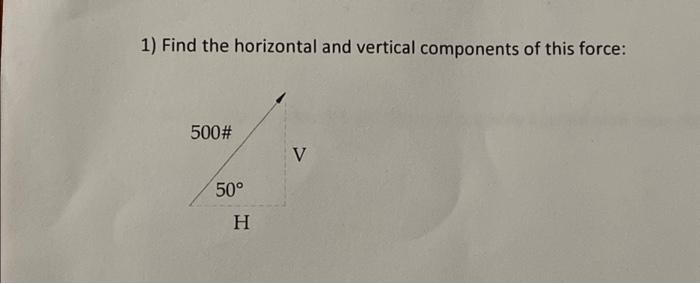 Solved 1) Find the horizontal and vertical components of | Chegg.com