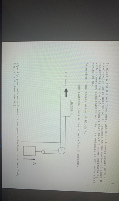 Solved 5) Block A And B Start From Rest, And Block A Moves | Chegg.com