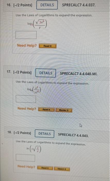 use the laws of logarithms to expand the expression log5 5x9 y