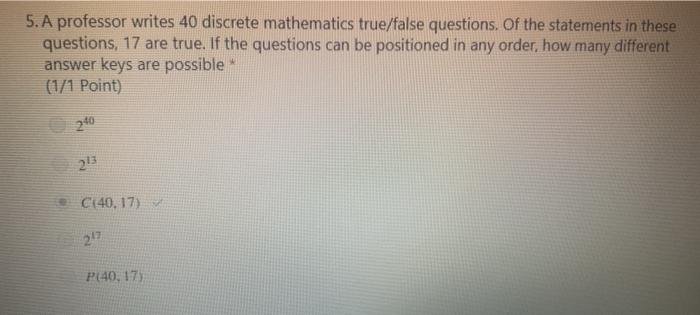 Solved 5. A professor writes 40 discrete mathematics | Chegg.com