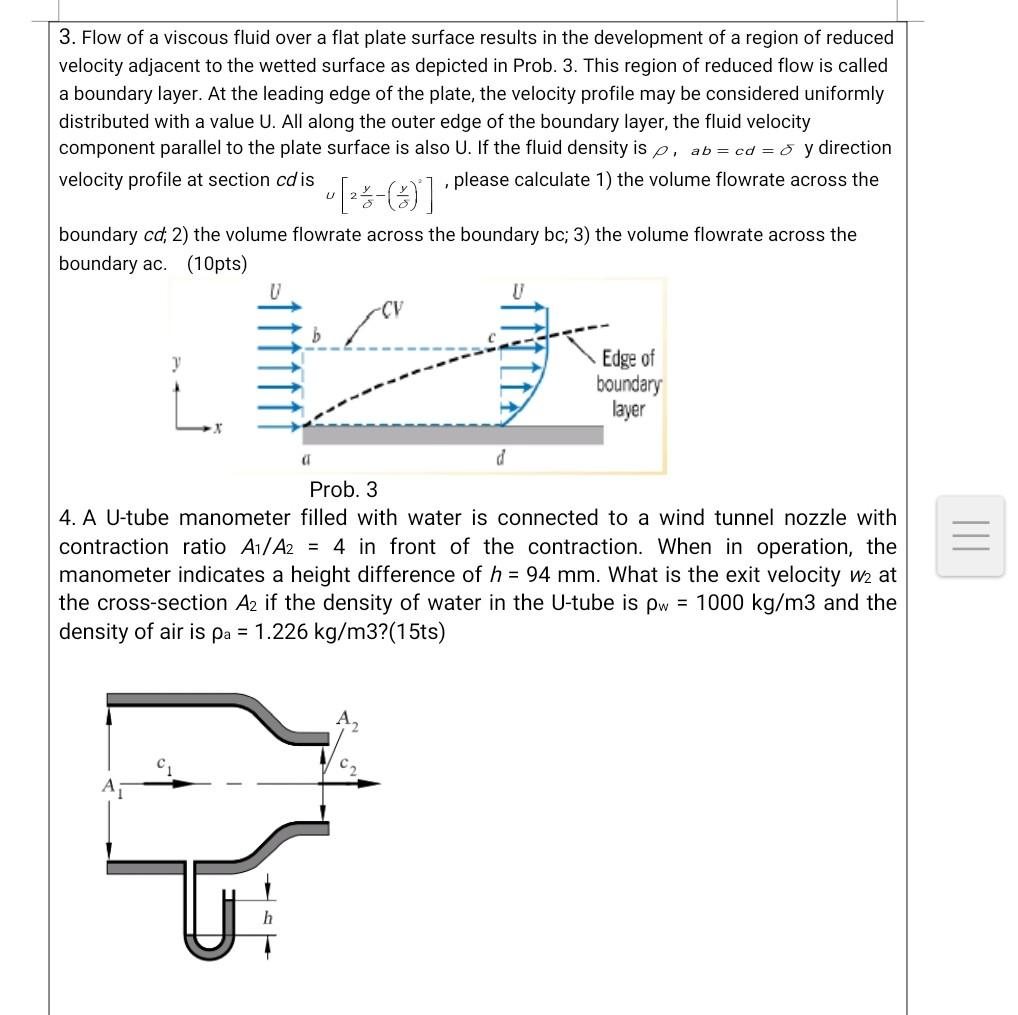 Solved 3. Flow Of A Viscous Fluid Over A Flat Plate Surface | Chegg.com