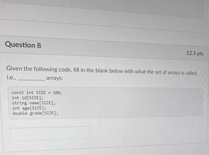 Solved Given the following code, fill in the blank below | Chegg.com
