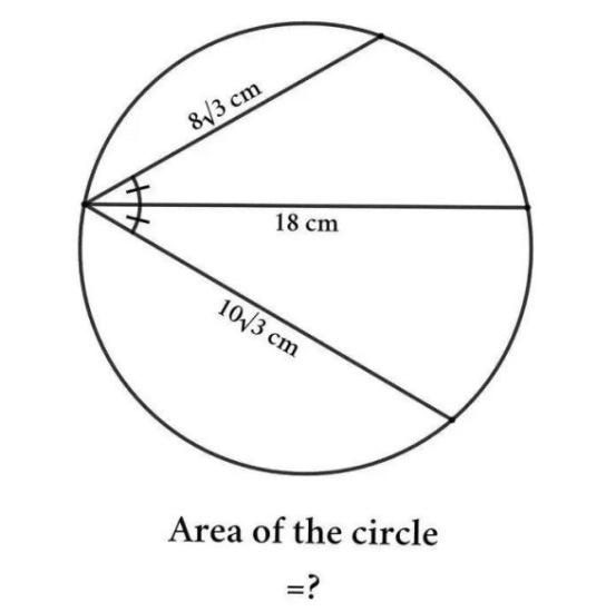 Solved Area of the circle = ? | Chegg.com